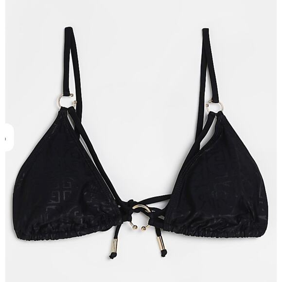 River Island Black Embossed Triangle Bikini Top 6 NWT - Picture 6 of 6